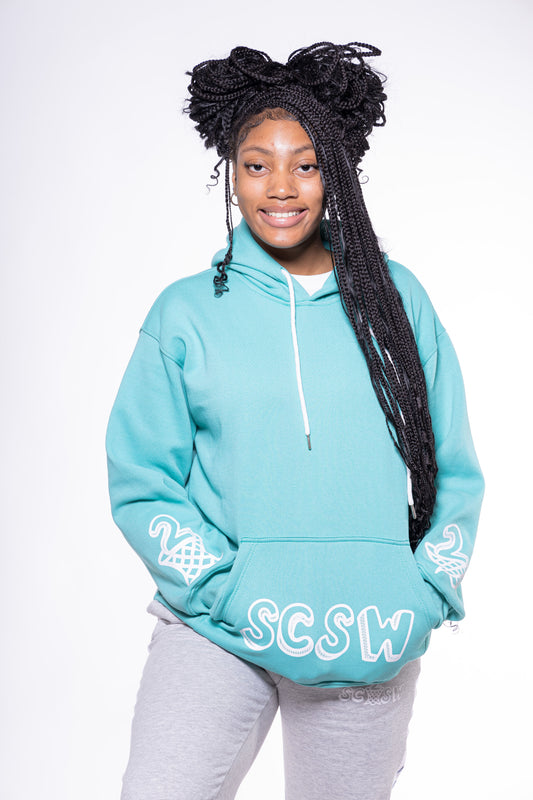 Turquoise "SHE CONQUERED" Hoodie