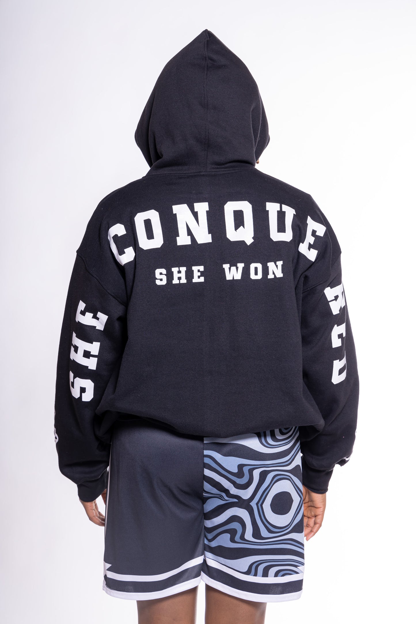 Black "SHE CONQUERED" Hoodie